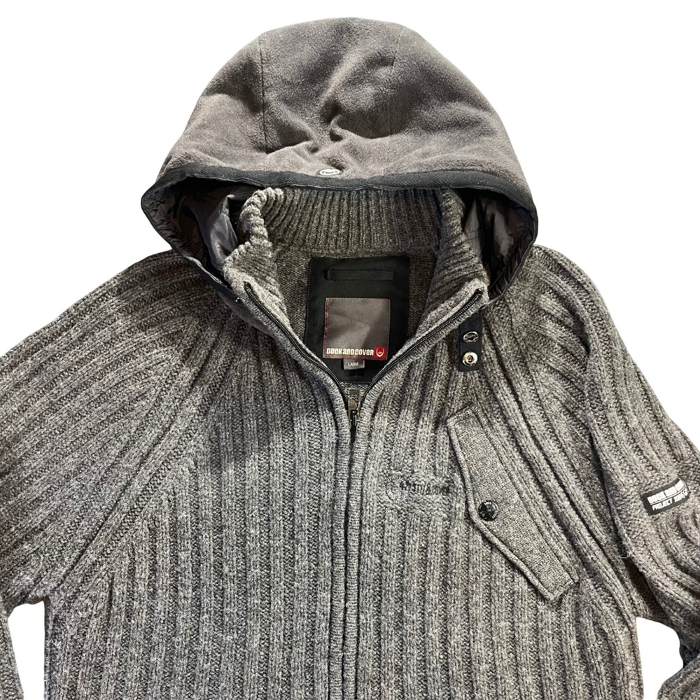 Duck and Cover Men's Balmoral Knit Full Zip Hoodie Jacket wool blend‎ Large